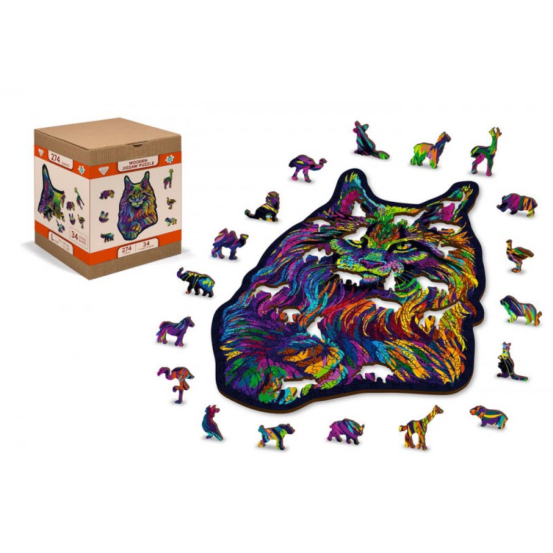 Puzzle Wooden city Rainbow Wild cat