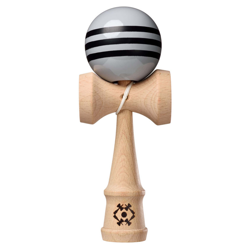 Bilboquet Kendama Tribute gris avec 3 rayues noires - vernis