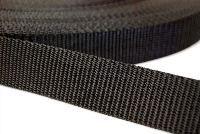 Sangle noire surpiqûres grises réfléchissantes en polypropylène / 20 ou 30  mm / Sangle polyamide de sécurité